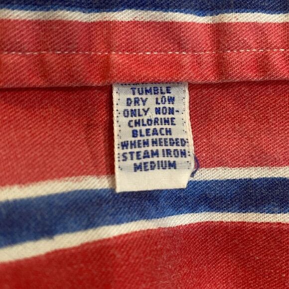 VTG Polo By Ralph Lauren S/S 100% Cotton Button Down SZ L Red/White/Blue - Picture 5 of 6